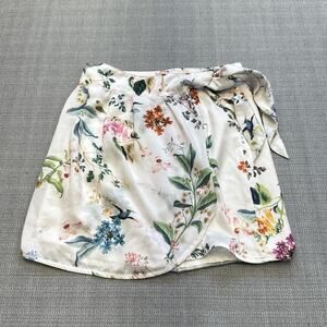 Boho Floral Bird Print Wrap Skirt Stradivarius M Cottagecore‎ Spring Garden